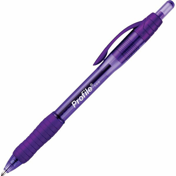 Paper Mate Profile Retractable Ballpoint Pens - Super Bold Pen Point - 1.4 mm Pen Point Size - Bullet Pen Point Style - Retractable - Purple Gel-based Ink - Purple Barrel - 1 Dozen
