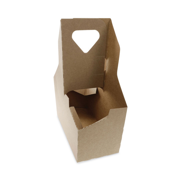 Paperboard Cup Carrier, Up to 44 oz, Two to Four Cups, Natural, 250/Carton