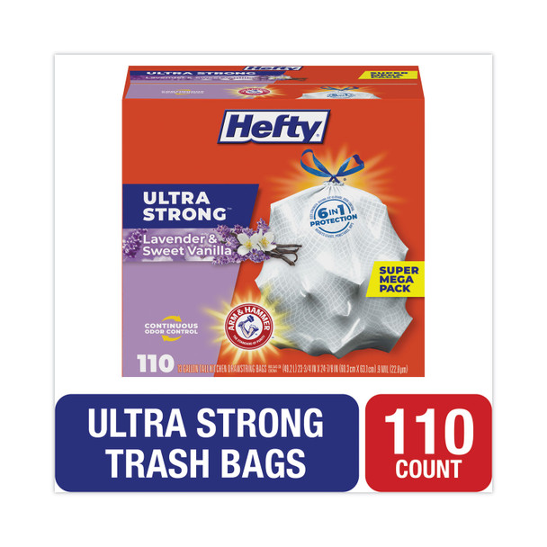 Ultra Strong Scented Tall White Kitchen Bags, 13 gal, 0.9 mil, 23.75" x 24.88", White, 110/Box
