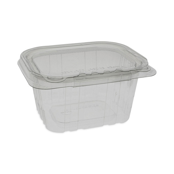 EarthChoice Tamper Evident Recycled Hinged Lid Deli Container, 16 oz, 5.38 x 4.5 x 2.63, Clear, Plastic, 304/Carton