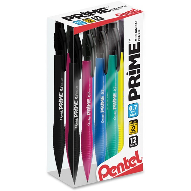 Pentel Prime Mechanical Pencil - #2 Lead - 0.7 mm Lead Diameter - Medium Point - Assorted Lead - 1 Dozen