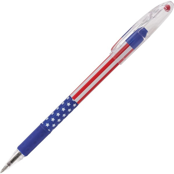 Pentel R.S.V.P. Stars/Stripes Edition Ballpoint Pen - 0.7 mm Pen Point Size - Refillable - Black - 1 Dozen