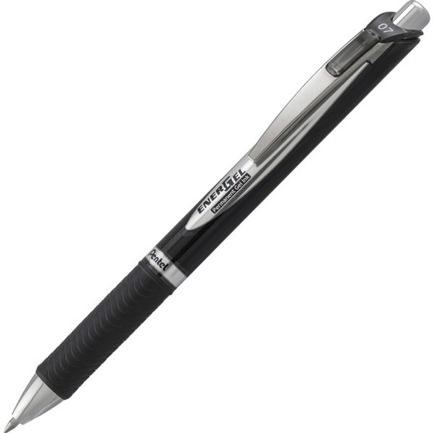 EnerGel Retractable Gel Roller Pen - 0.7 mm Pen Point Size - Retractable - Black Gel-based Ink - Black Barrel - Metal Tip - 1 Each