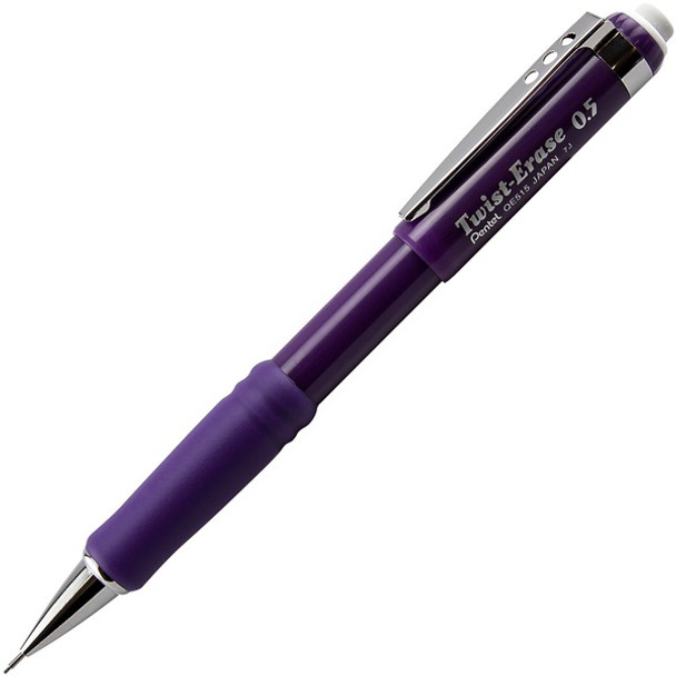 Pentel Twist-Erase III Mechanical Pencils - #2 Lead - 0.5 mm Lead Diameter - Refillable - Black Lead - Violet Barrel - 1 Each