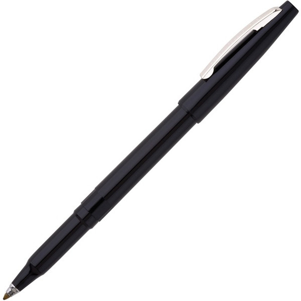 Pentel Rolling Writer Pens - Medium Pen Point - 0.8 mm Pen Point Size - Black - Black Plastic Barrel - 12 / Dozen
