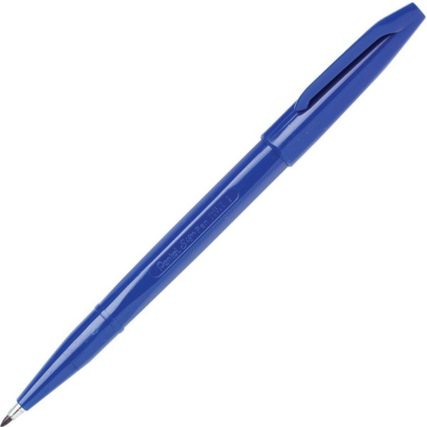 Pentel Fiber-tipped Sign Pens - Bold Pen Point - Blue Water Based Ink - Fiber Tip - 12 / Dozen