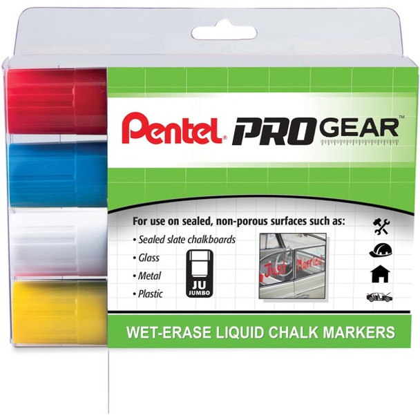 Pentel PROGear Wet-Erase Liquid Chalk Marker - Jumbo Marker Point - Chisel Marker Point StyleChalk-based Ink - 4 / Pack