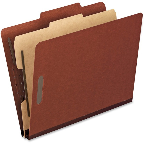 Pendaflex 2/5 Tab Cut Letter Recycled Classification Folder - 8 1/2" x 11" - 2" Expansion - 3 Fastener(s) - 2" Fastener Capacity for Folder, 1" Fastener Capacity for Divider - 1 Divider(s) - Pressboard, Tyvek - Red - 65% Recycled - 10 / Box