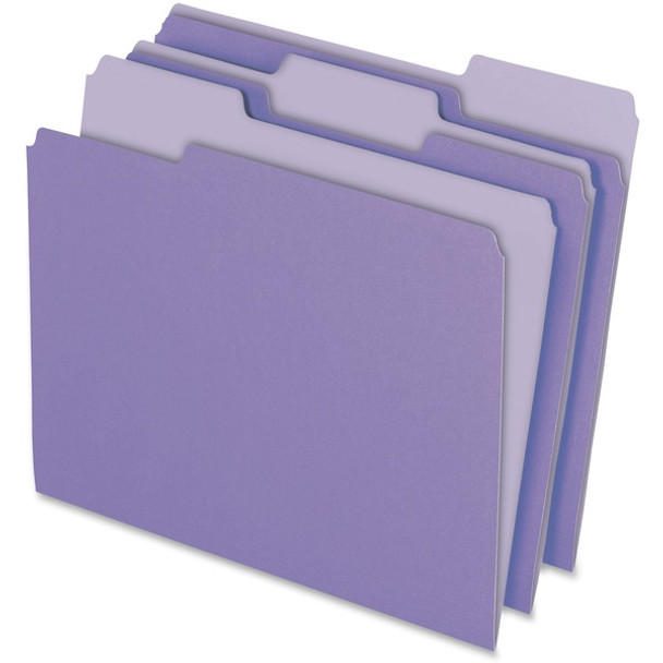 Pendaflex 1/3 Tab Cut Letter Recycled Top Tab File Folder - 8 1/2" x 11" - Top Tab Location - Assorted Position Tab Position - Lavender - 10% Recycled - 100 / Box