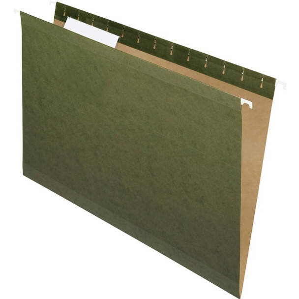 Pendaflex 1/3 Tab Cut Legal Recycled Hanging Folder - 8 1/2" x 14" - Internal Pocket(s) - Standard Green - 10% Recycled - 25 / Box