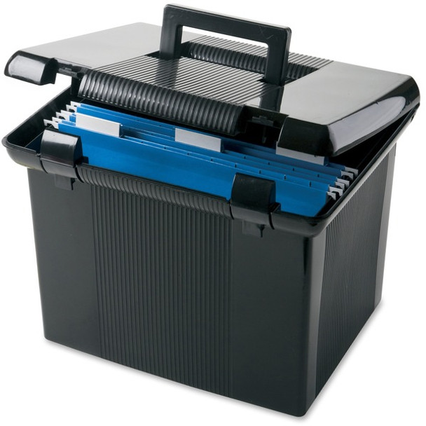 Pendaflex Portafile File Storage Box - External Dimensions: 14" Width x 11.1" Depth x 11"Height - Media Size Supported: Letter - Plastic - Black - For File - 1 Each