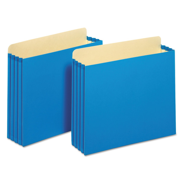 File Cabinet Pockets, 3.5" Expansion, Letter Size, Blue, 10/Box