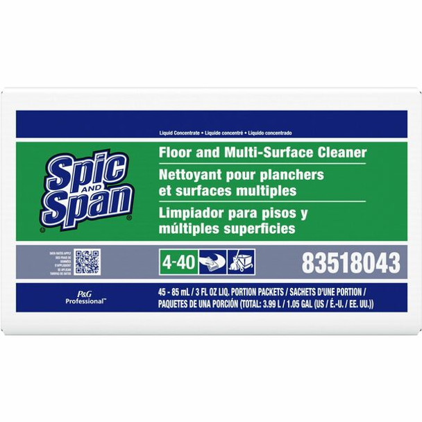 Spic and Span Floor Cleaner - Concentrate - 3 fl oz (0.1 quart) - 45 / Carton - Green, Translucent