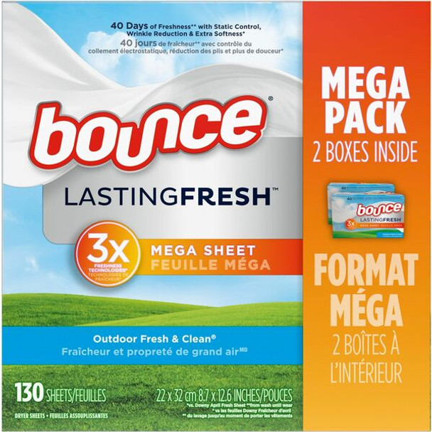 Bounce Bouncer Dryer Sheets - Sheet - Outdoor Fresh Scent - 130 / Box - White
