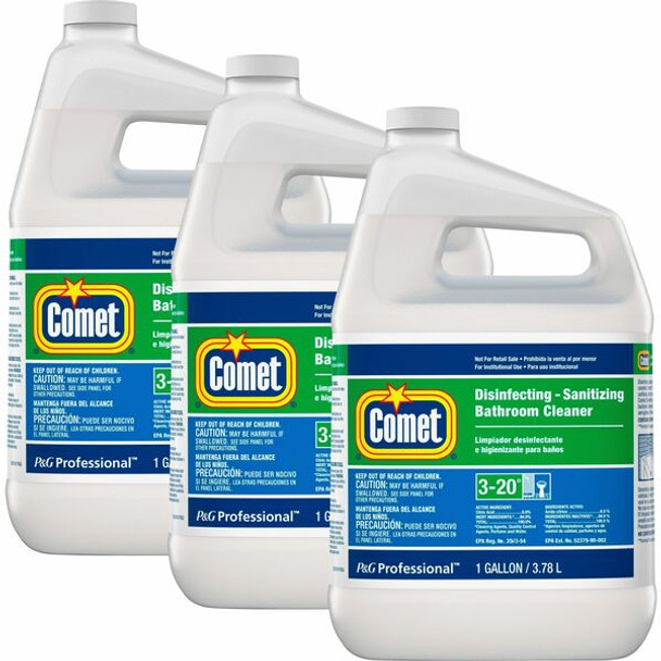 Comet Disinfecting Bathroom Cleaner - 128 fl oz (4 quart) - 3 / Carton - White