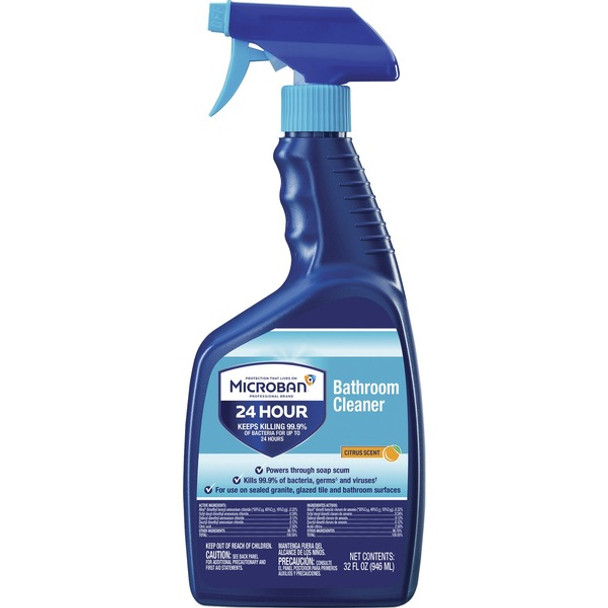 Microban Professional Bathroom Cleaner Spray - Ready-To-Use - 32 fl oz (1 quart) - Citrus Scent - 1 Bottle - Multi