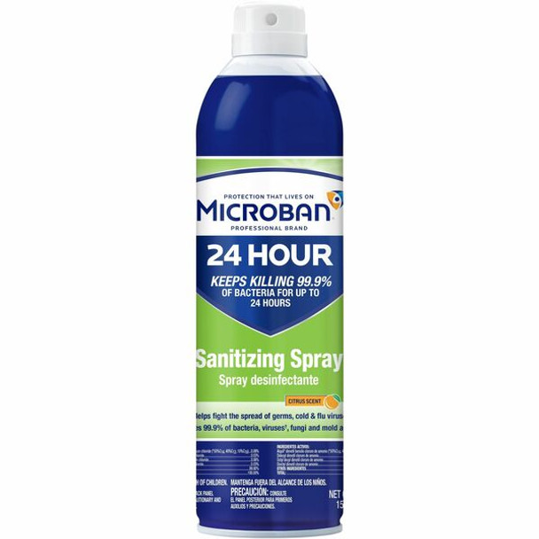 Microban Professional Sanitizing Spray - 15 fl oz (0.5 quart) - Citrus Scent - 1 Bottle - Clear