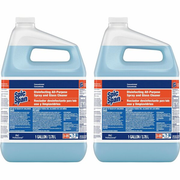 Spic and Span Disinfecting All-Purpose Spray and Glass Cleaner - For Multipurpose - Concentrate - 128 fl oz (4 quart) - 2 / Carton - Streak-free, Disinfectant - Clear Blue