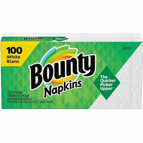 Bounty Quilted Napkins - 1 Ply - 12.10" x 12" - White - Paper - Soft, Strong, Absorbent - For Multipurpose - 100 / Pack