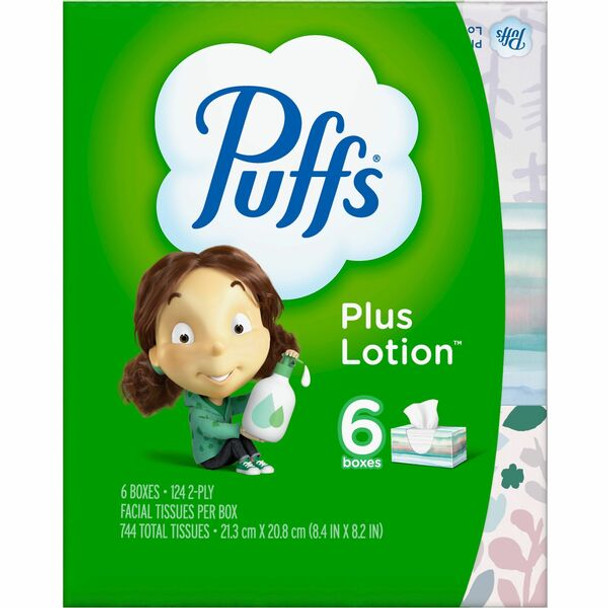 Puffs Plus Lotion Facial Tissue - 2 Ply - 8.20" x 8.40" - White - Soft, Durable - For Office Building, School, Hospital, Face - 24 / Carton