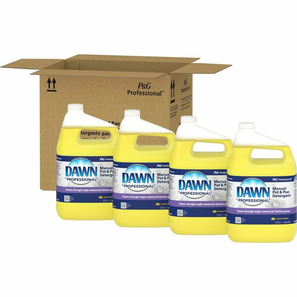 Dawn Manual Pot/Pan Detergent - 128 fl oz (4 quart) - Lemon Scent - 4 / Carton - Clear