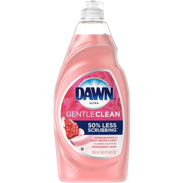 Dawn Gentle Clean Dish Soap - 24 fl oz (0.8 quart) - Pomegranate & Rose Water Scent - 10 / Carton - Pink