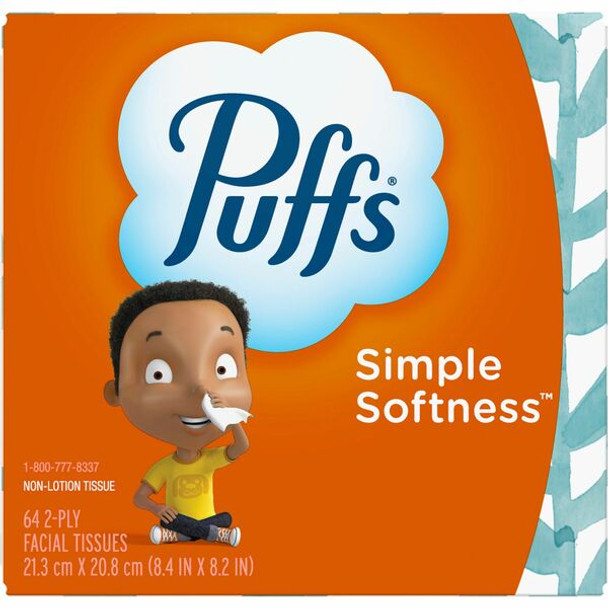 Puffs Basic Facial Tissue - 2 Ply - 8.40" x 8.20" - White - Soft, Comfortable, Allergen-free, Durable, Strong, Lotion-free, Fragrance-free - 64 Per Box - 1 / Box