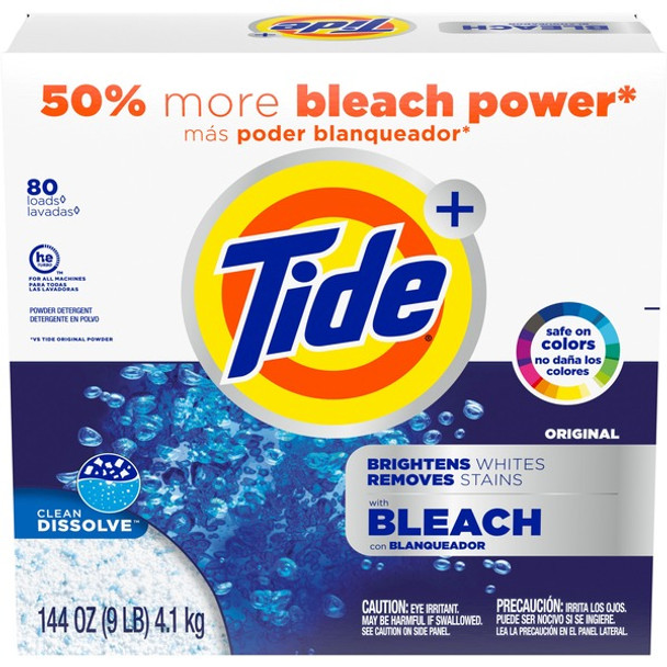 Tide Vivid Plus Bleach Detergent - 144 oz (9 lb) - Original Scent - 1 / Box - Chlorine-free, Residue-free - White