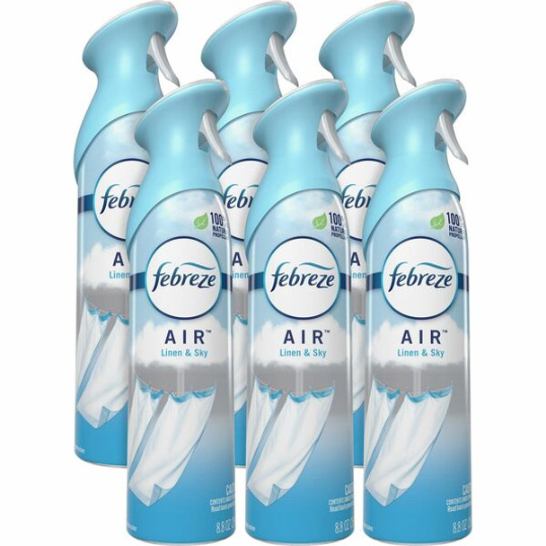 Febreze Odor-Fighting Air Freshener - Spray - 8.8 fl oz (0.3 quart) - Linen & Sky - 6 / Carton - Odor Neutralizer, VOC-free
