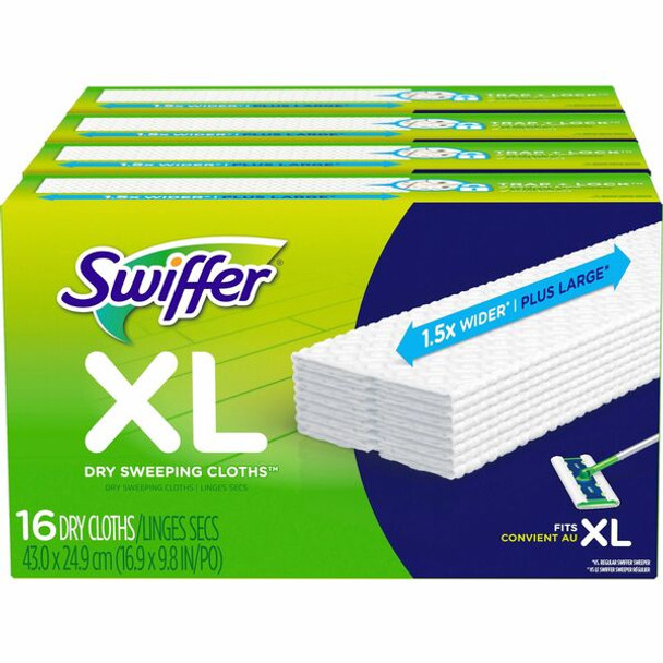 Swiffer Sweeper XL Dry Sweeping Cloths - White - 16 Per Box - 4 / Carton