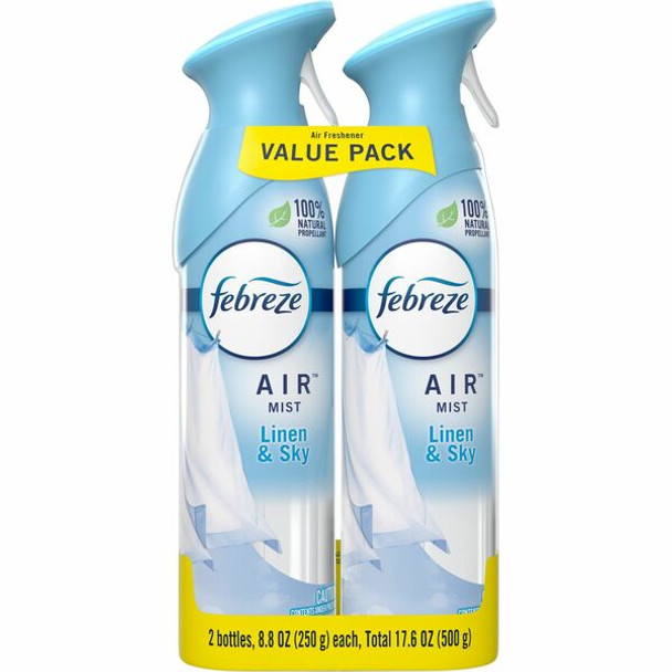 Febreze Linen/Sky Air Spray Pack - Liquid - 8.8 fl oz (0.3 quart) - Linen & Sky - 12 / Carton - Odor Neutralizer, VOC-free