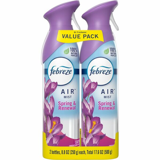 Febreze Air Spring/Renewal Spray Packs - Liquid - 8.8 fl oz (0.3 quart) - Spring & Renewal - 12 / Carton - Odor Neutralizer, VOC-free