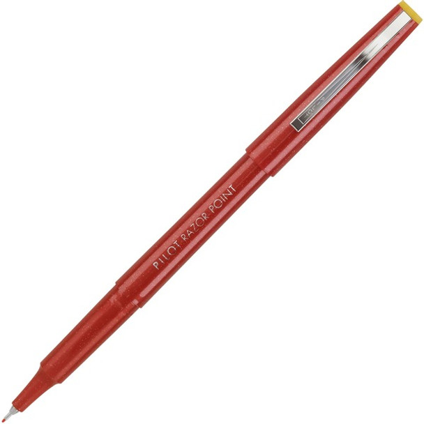 Pilot Razor Point Marker Pens - Extra Fine Pen Point - 0.3 mm Pen Point Size - Red - Red Plastic Barrel - Metal Tip - 1 Dozen