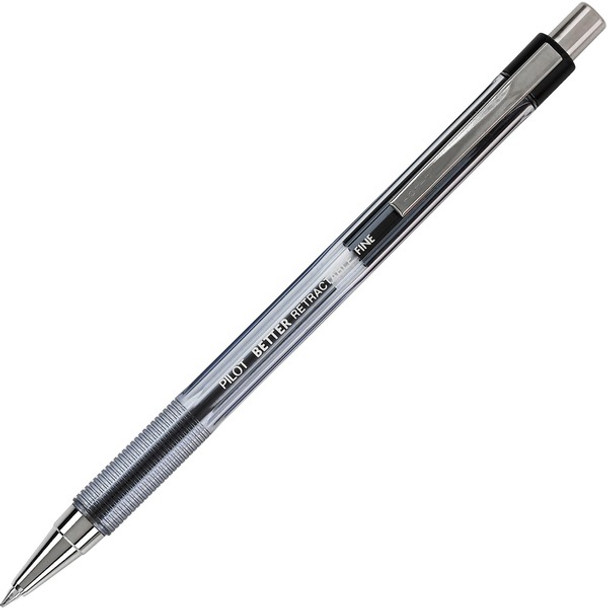 Pilot Better Retractable Ballpoint Pens - Fine Pen Point - 0.7 mm Pen Point Size - Refillable - Retractable - Black - Translucent Barrel - 1 Dozen