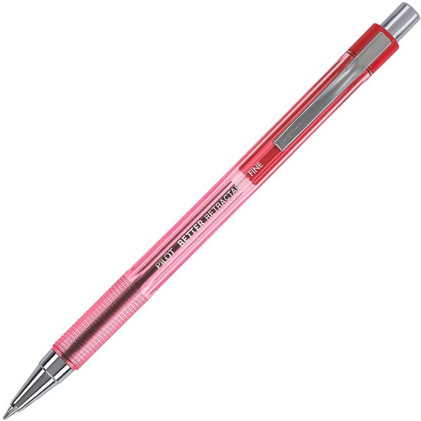 Pilot Better Retractable Ballpoint Pens - 0.7 mm Pen Point Size - Refillable - Retractable - Red - Translucent Barrel - 1 Dozen