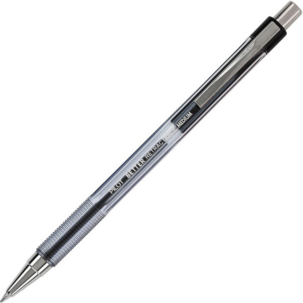 Pilot Better Retractable Ballpoint Pens - 1 mm Pen Point Size - Refillable - Retractable - Black - Translucent Barrel - 1 Dozen