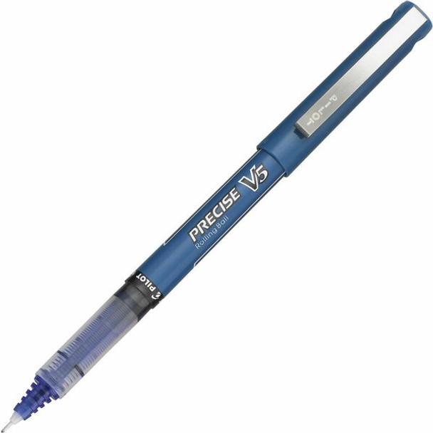 Pilot Precise V5 Extra-Fine Premium Capped Rolling Ball Pens - Extra Fine Pen Point - 0.5 mm Pen Point Size - Blue - Blue Plastic Barrel - 1 Dozen