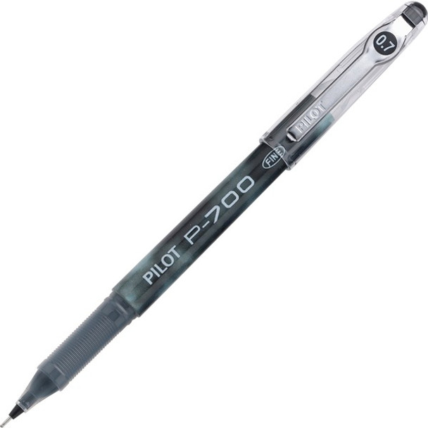 Pilot Precise P-700 Precision Point Fine Capped Gel Rolling Ball Pens - Fine Pen Point - 0.7 mm Pen Point Size - Black Gel-based Ink - Black Barrel - 1 Dozen