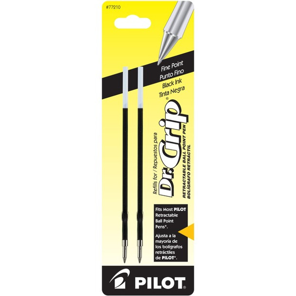 Pilot Dr. Grip Retractable Pen Refills - 0.70 mm, Fine Point - Black Ink - 2 / Pack