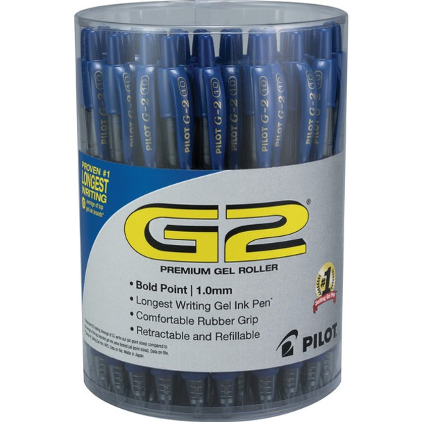 G2 1.0mm Gel Pens - Bold Pen Point - 1 mm Pen Point Size - Refillable - Retractable - Blue Gel-based Ink - Clear Barrel - 36 / Pack