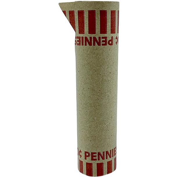 PAP-R Tubular Coin Wrappers - Total $0.50 in 50 Coins of 1Ãƒâ€šÃ‚Â¢ Denomination - Heavy Duty, Burst Resistant - Kraft - Red - 1000 / Box