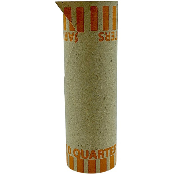 PAP-R Tubular Coin Wrap - 25Ãƒâ€šÃ‚Â¢ Denomination - Durable, Burst Resistant, Crimped, Pre-formed - 57 lb Basis Weight - Paper - Orange - 1000 / Box