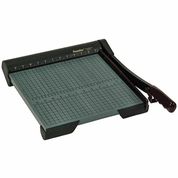 Premier Heavy-Duty Wood Series Paper Trimmers - 1 x Blade(s)Cuts 20Sheet - 12" Cutting Length - Straight Cutting - 4" Height x 12.9" Width x 16" Depth - Wood Base, Steel Blade - Green