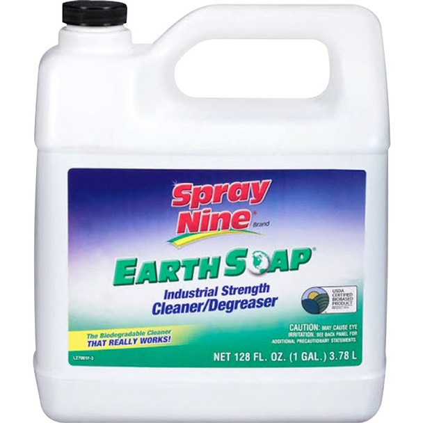 Spray Nine Earth Soap Cleaner/Degreaser - For Tool, Metal Surface, Countertop, Floor - Concentrate - 128 fl oz (4 quart) - 1 Each - Solvent-free, Phosphate-free, Chemical-free - Clear