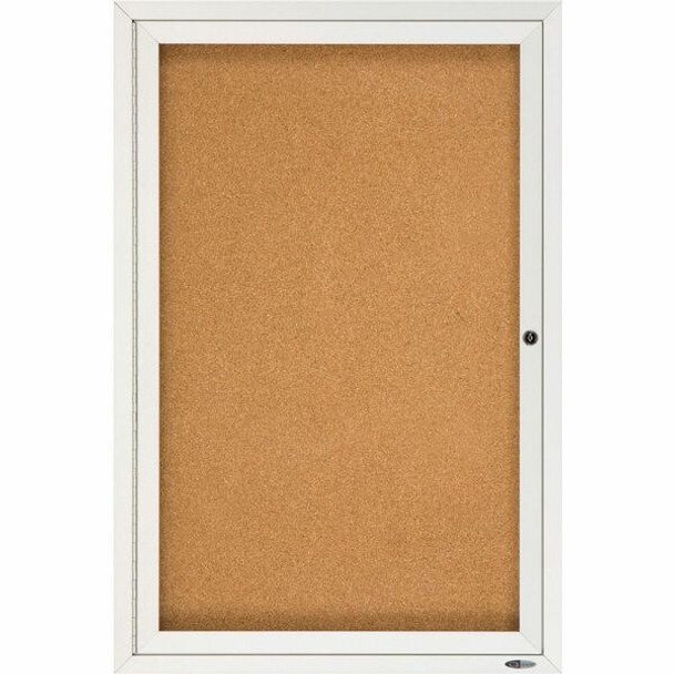 Quartet Enclosed Bulletin Board for Indoor Use - 36" Height x 24" Width - Brown Natural Cork Surface - Hinged, Self-healing, Shatter Proof, Lock, Durable - Silver Aluminum Frame - 1 Each