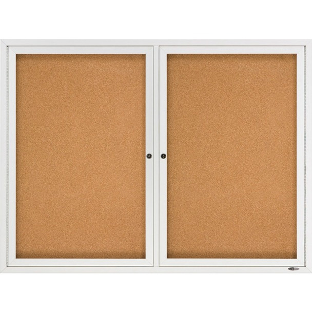 Quartet Enclosed Bulletin Board for Indoor Use - 36" Height x 48" Width - Brown Natural Cork Surface - Hinged, Self-healing, Shatter Proof, Rounded Corner, Durable - Silver Aluminum Frame - 1 Each