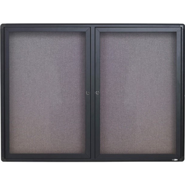 Quartet Enclosed Bulletin Board - 36" Height x 48" Width - Gray Fabric Surface - Hinged, Durable, Shatter Proof, Self-healing - Graphite Frame - 1 Each