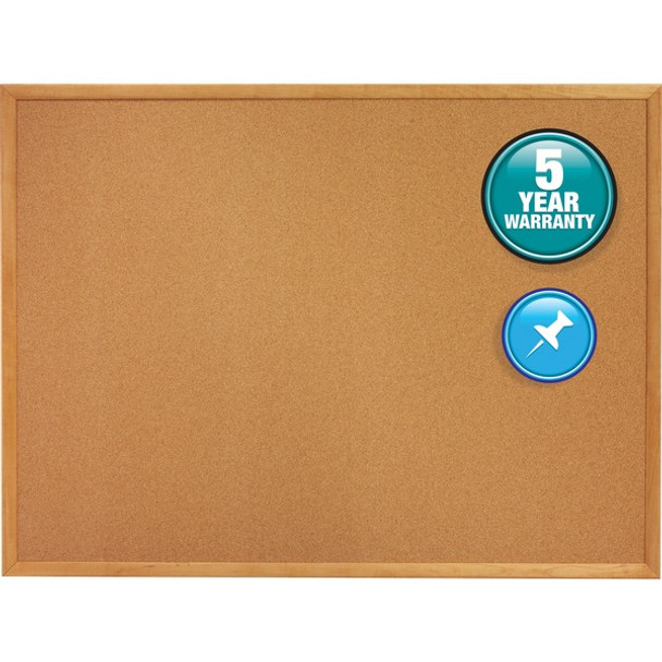 Quartet Classic Series Cork Bulletin Board - 36" Height x 60" Width - Brown Natural Cork Surface - Self-healing, Flexible, Durable - Oak Frame - 1 Each