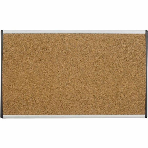 Quartet Arc Cubicle Bulletin Board - 18" Height x 30" Width - Brown Natural Cork Surface - Durable, Self-healing - Silver Aluminum Frame - 1 Each