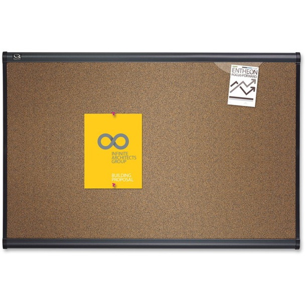 Quartet Prestige Bulletin Board - 24" Height x 36" Width - Brown Cork Surface - Self-healing, Durable - Graphite Frame - 1 Each